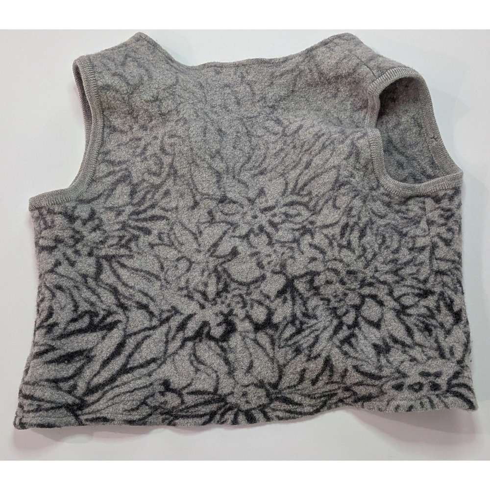 Coldwater Creek Vest Womens XL Gray Excellent Boiled Wool Floral Button Front - Picture 4 of 4